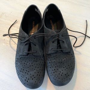 Women’s Merrell Mimix Maze Black Nubuck Leather Lace Up Shoe Size 9